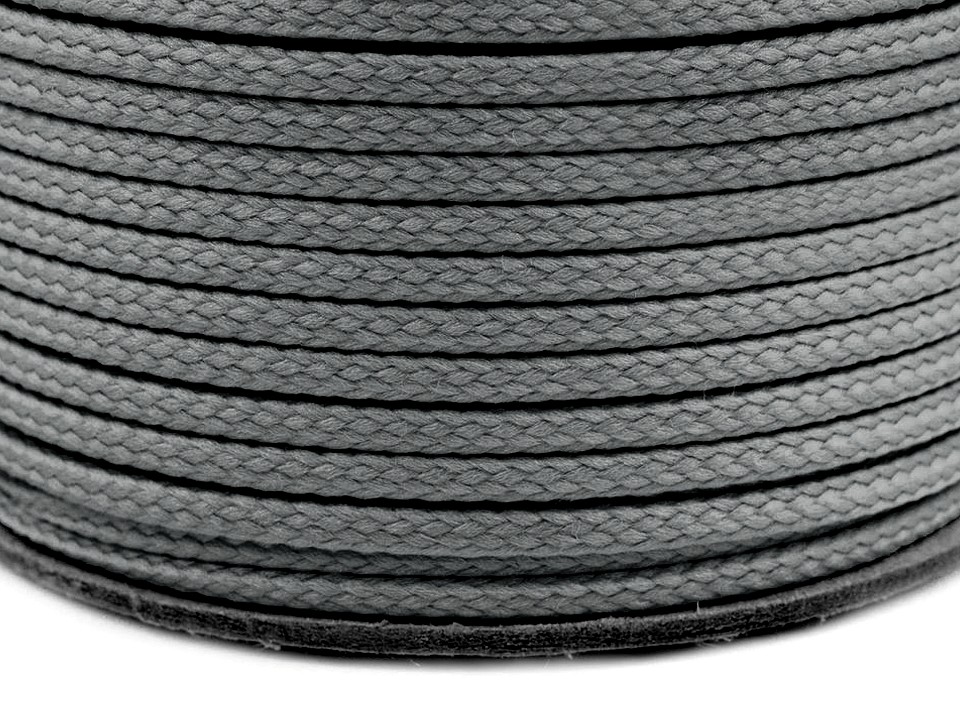 Oděvní šňůra - šedá - průměr Ø4mm