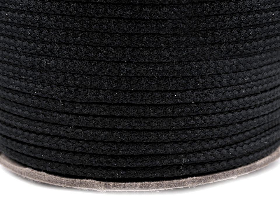 Oděvní šňůra - černá - průměr Ø4mm