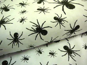 Bavlněná látka - černí pavouci na bílé - šíře 150cm