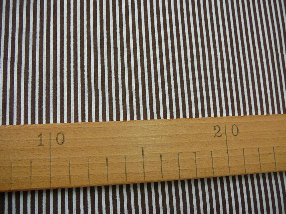 Bavlněná látka - hnědý a bílý proužeček - šíře 150cm
