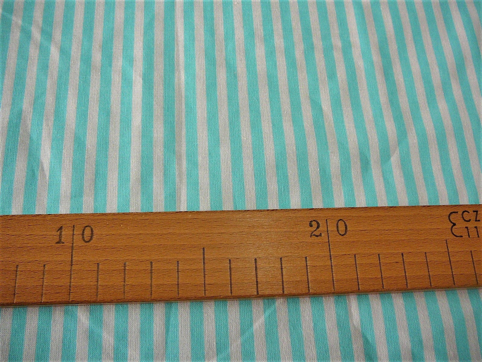 Bavlněná látka - mentolový a bílý proužek - šíře 150cm
