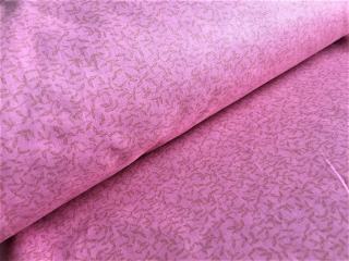 Bavlněná látka - lístky na růžové - posledních 120cm